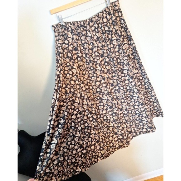 Christopher & Banks Earth Tones Floral Midi Skirt Women Size X - Picture 3 of 8